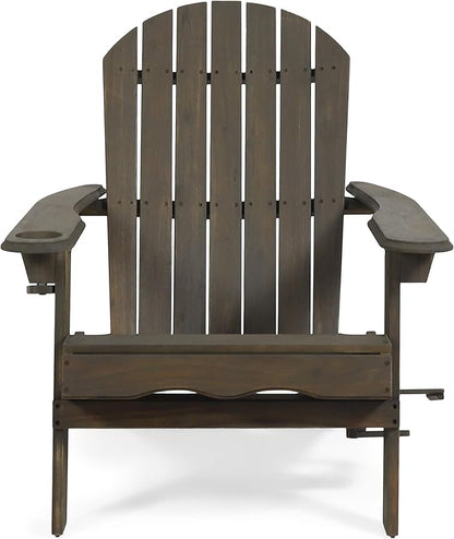 Christopher Knight Home Cheryl Outdoor Acacia Wood Folding Adirondack Chair, Gray