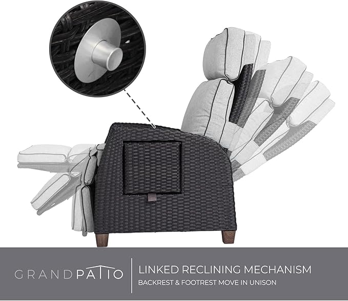 Grand patio Outdoor Reclining Chairs with Extended Footrest 2-Piece Adjustable Patio Wicker - Photo 3