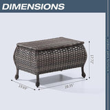 Outdoor Wicker Coffee Table - Patio PE Rattan Coffee Table with Storage Room Suitable for Patio Deck Garden Porch, Brown - Photo 4