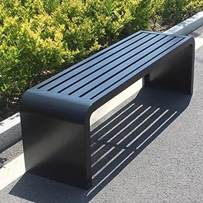 Outdoor Patio Bench, Park Bench Outdoor Bench Metal Bench Backless Benches, 660Lbs Weight Capacity, for Porch, Garden, Park, Backyard(Black,100x40x45CM)