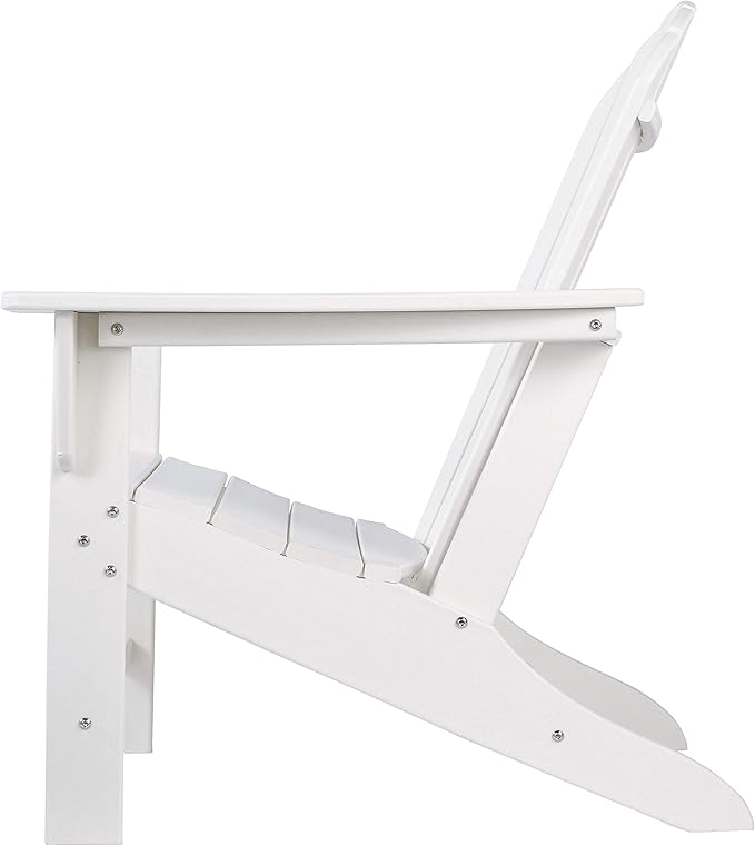 Benjara BM209700 Contemporary Plastic Adirondack Chair with Slatted Back, White