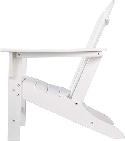 Benjara BM209700 Contemporary Plastic Adirondack Chair with Slatted Back, White
