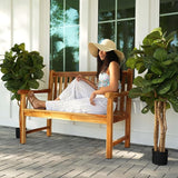 EcoDecors Hampstead 51 inch Heath Outdoor Bench Teak Wood Garden Bench for Patio with Armrests and Backrest for Indoor - Photo 10