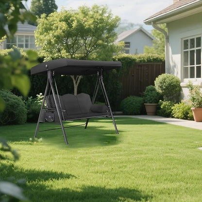 3 Seat Patio Swing Canopy Replacement 75" x 47", Heavy Duty Waterproof Outdoor Swing Cover with UV Protection for Porch Garden Backyard Bench Swing (Black)