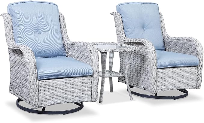 Rilyson Patio Chairs Rocking Swivel Chiar - 3 Piece Outdoor Wicker Patio Bistro Set Rattan Rocker Glider Chairs with - Photo 6