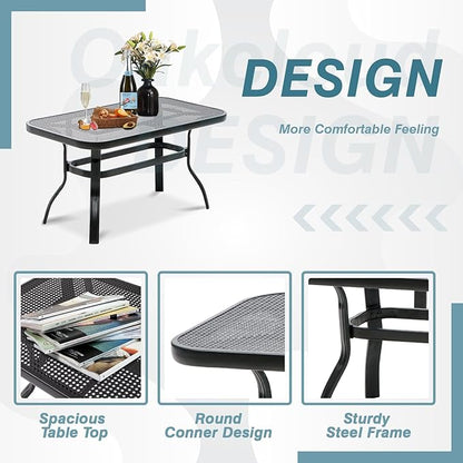 Oakcloud Outdoor 2 Pcs Patio Loveseat Bench Metal Frame Furniture Set with Thick Cushions and Coffee Table, Wrought Iron Look (Peacock Blue)