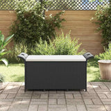Garden Bench Black Polyethylene with Rattan Look Park Bench Outdoor Seating for Lawn Courtyard - Photo 4
