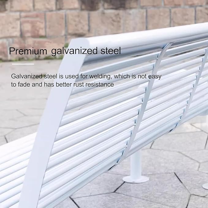 2-3 Seater Metal Garden Bench, All-Weather Park Bench Chair with Backrest, Outdoor Furniture Leisure Porch Seating for Balcony, Backyard, Lawn and Poolside