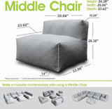 Patio Armless Chair, Outdoor Middle Bean Bag Chair, Daybed Sofa Comfy Couch, Modular Patio Sectional Sofa - Photo 2