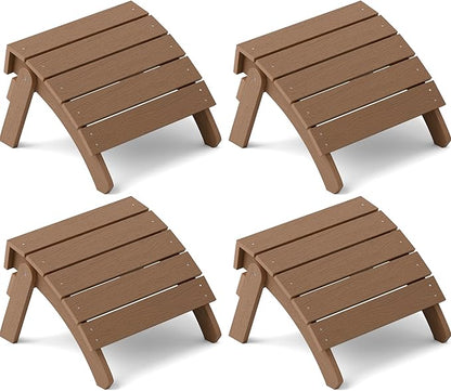 YEFU Adirondack Ottoman, Patio Foot Rest, Adirondack Foot Rest (4-Piece Folding Adirondack Ottoman, Teak)