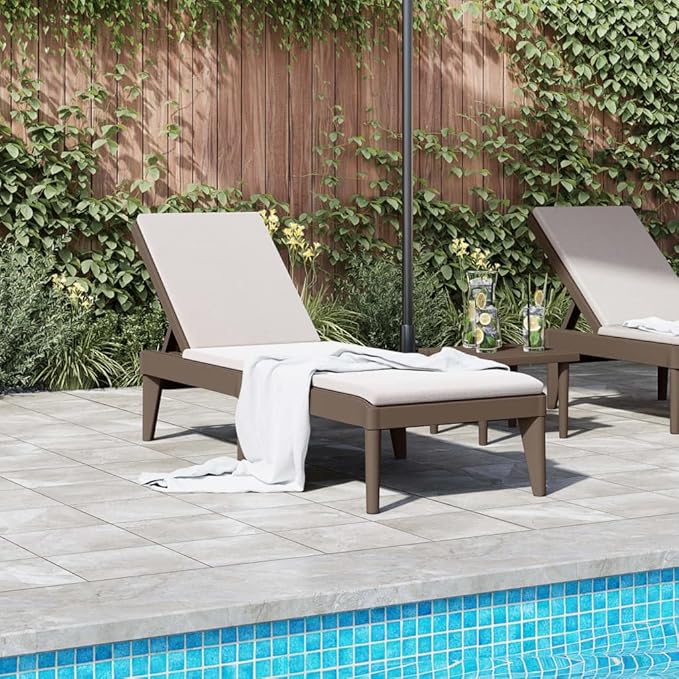 Adjustable Brown Polypropylene Outdoor Chaise Lounge 23.6x73.2x11.4in - Photo 3