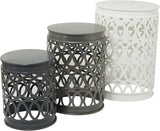 Deco 79 Metal Side End Accent Table Indoor Outdoor Nesting End Table with Carved Trellis Design, Set of 3 Side Table 23" - Photo 4