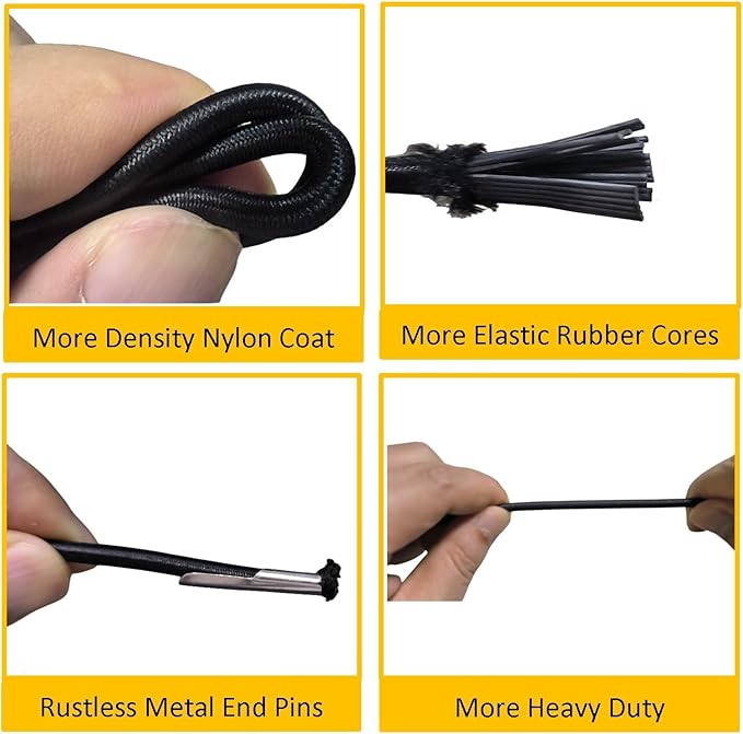 Zero Gravity Chair Cord Replacement, 4 Pack, Elastic Cord for antigravity Chair, Patio Recliner Chair, Lawn Bungee Chair, Beach Chair, Lounge Chair, Outdoor String Chair, Nylon Stretch String Cord