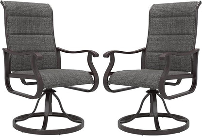 Amopatio Padded Patio Swivel Chairs Set of 2, Outdoor Dining Chairs with Ultra Soft Textilene High Back Seat & Metal Rocker Frame, for Backyard Deck Lawn (Dark Grey)