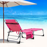 Goplus Tanning Chair, Folding Outdoor Beach Lounge Chair with Face & Arm Hole, Carrying Strap, Pillow - Photo 2
