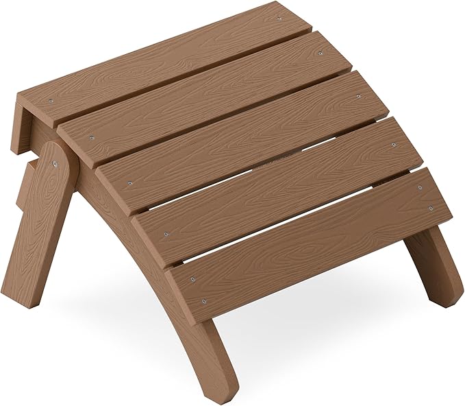 YEFU Adirondack Ottoman, Patio Foot Rest, Adirondack Foot Rest, Folding Adirondack Footstool, Weather Resistant for Adirondack Chair, Widely Used for Outdoor, Porch, Backyard, Garden, Fire Pits-Teak