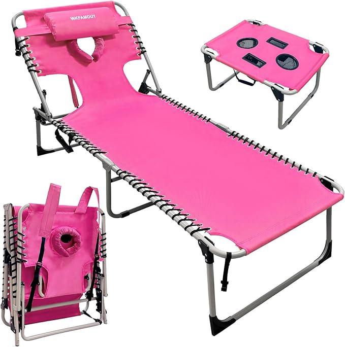 Backpack Sun Tanning Chair with Face Hole & Beach Table - Photo 1