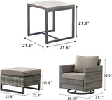 Rilyson Wicker Outdoor Patio Furniture Set - 5 Piece Patio Conversation Set with 2 Swivel Rocker Chairs - Photo 5