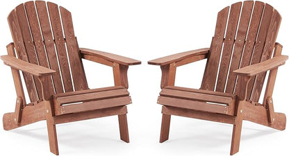 Oversized Wooden Folding Adirondack Chair with Pre-Assembled Backrest and Seat Board, Lounge Chair for Outdoor Patio Garden Lawn Backyard Firepit Deck Pool Beach