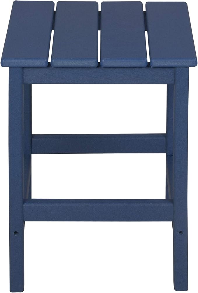 WO Home Furniture 3pc Set - HDPE Poly Adirondack Chair with Ottoman/Footrest and Square Side Table, All Weather and UV Resistant for Outdoor Patio Backyard, Garden, Navy Blue