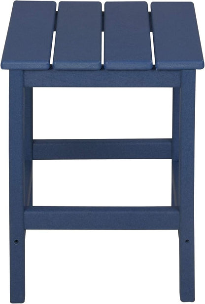 WO Home Furniture 3pc Set - HDPE Poly Adirondack Chair with Ottoman/Footrest and Square Side Table, All Weather and UV Resistant for Outdoor Patio Backyard, Garden, Navy Blue