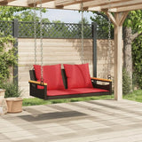 Garden Bench Deck Bench Swing Bench with Cushions Brown 42.9"x24.4"x15.7" Poly Rattan - Photo 3
