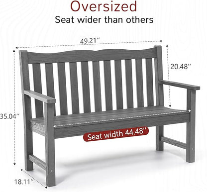 Stoog Outdoor Bench, Waterproof Garden Benches Set of 2, Never Rot or Fade, Used for Garden, Porch, Backyard and Deck, Grey