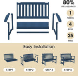 Ciokea 49" Heavy Duty Outdoor Bench, HDPE Weatherproof Porch Benches, Durable 2-Person Garden Benches with 660 Lbs - Photo 6