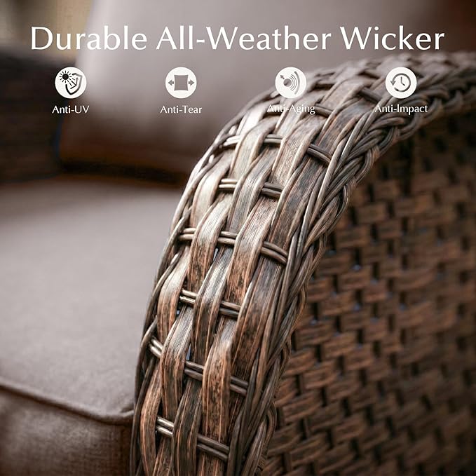 Belord 3 Piece Wicker Patio Furniture Set - Outdoor Swivel Rocker Recliner Chair with Adjustable Backrest & Footrest - Photo 6