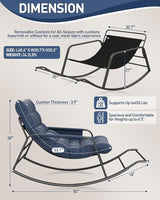 Oversized Indoor Rocking Chair, Plush Papasan Chair with Comfy Padded Cushions & Side Pocket, for Patio Garden, Porch - Photo 3