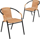 EMMA + OLIVER Set of 2 Modern Rattan Indoor/Outdoor Stack Chairs - Photo 2