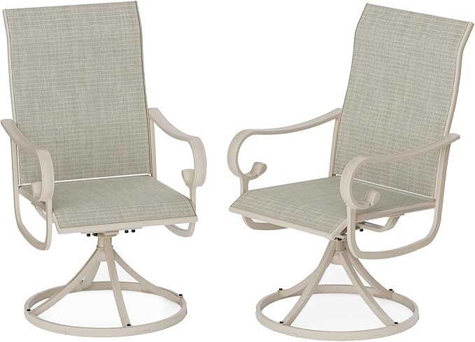 Patio Swivel Chairs Set of 2, Outdoor Dining Chairs with High Back - Photo 1