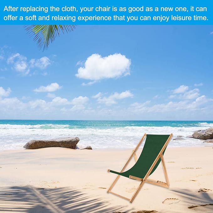 PATIKIL Beach Chair Replacement Fabric, 45 x 17 Sling Chair Replacement Oxford Cloth for Lounge Chair Sling Chair Reclining Patio Camping, Dark Green