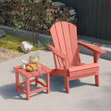 Folding Adirondack Chair with Cup Holders, HDPE Plastic Outdoor Chairs, Weather Resistant, Real Wood Look for Patio - Photo 2