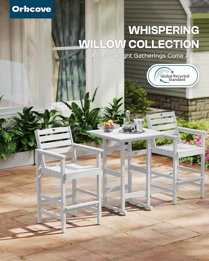 Patio Bar Table, Adirondack Chairs and Table 4 Pieces Set, Bar Height Chairs Set of 4, Outdoor Bar Stools Set - Photo 7