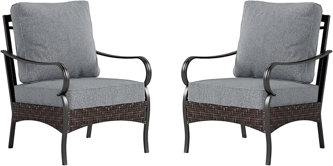 Sophia & William Extra Large Outdoor Patio Sofa Chairs Set 2 PCS Heavy-Duty Porch Furniture with High Back & Deep - Photo 1