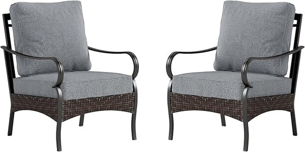 Sophia & William Extra Large Outdoor Patio Sofa Chairs Set 2 PCS Heavy-Duty Porch Furniture with High Back & Deep - Photo 1