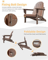 Folding Adirondack Chair - Durable HDPE Poly Lumber All-Weather Resistant - Photo 5