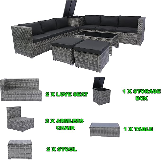 Quarte 8 Piece Patio Wicker Sectional Sofa Set - Photo 4