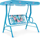 Costzon Kids Porch Swing, All-Weather Patio Swing Bench Hammock w/Adjustable Canopy & Safety Belts for 2 Children - Photo 9