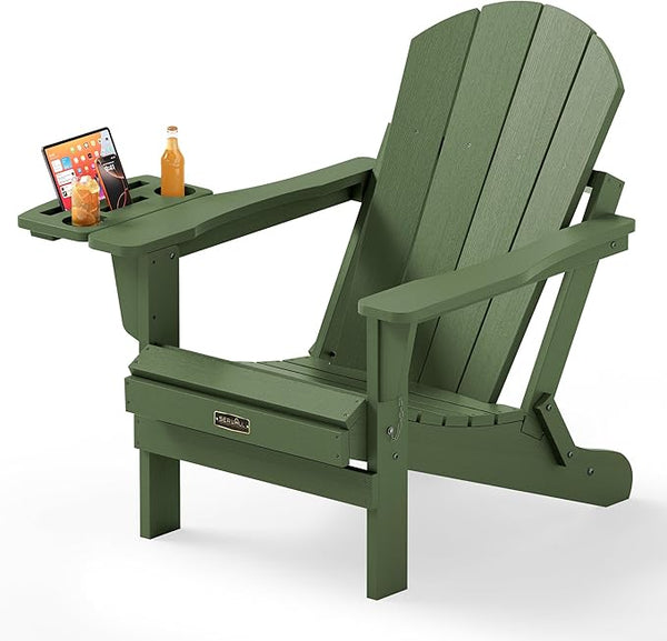 SERWALL Folding Adirondack Chair, Paito Adirondack Chairs with 4-in-1 Multi-Functional Cup Holder, Outdoor Chairs - Photo 1