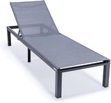 LeisureMod Marlin Aluminum Outdoor Chaise Lounge Chair (Set of 2) - Mesh Sling Fabric Seat Black Aluminum Frame Beach - Photo 4