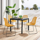 Plastic Outdoor Dining Table with Metal Legs, Weather Resistance, Home Patio Table, Restaraunt Outdoor Table - Photo 6