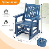 VINGLI Fir Wood Outdoor Glider with Floral Backrest, Wooden Patio Gliding Bench with Cup Holders - Photo 3