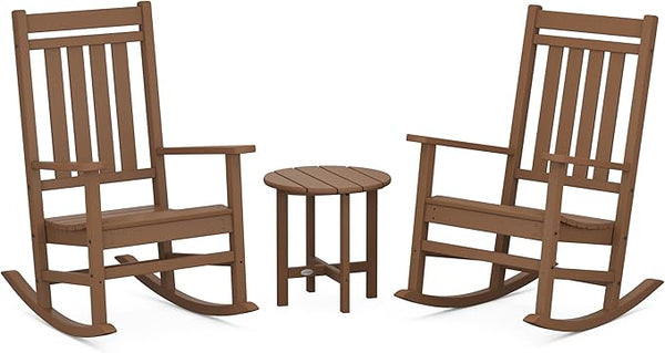 POLYWOOD Estate 3-Piece Rocking Chair Set, Outdoor Patio Furniture, Front Porch Rockers with Side Table, HDPE - Photo 1