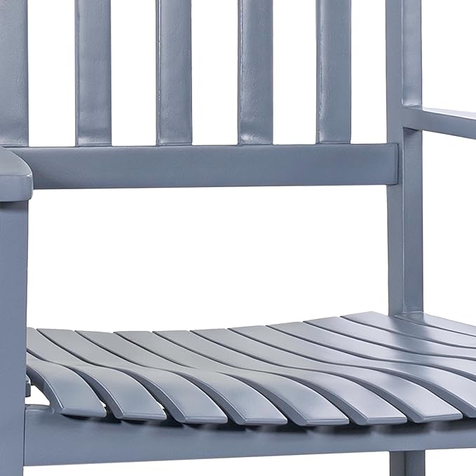Eyely KCR300F Orvindar Farmhouse Classic Slat-Back 350-LBS Support Acacia Wood Outdoor Rocking Chair, Cashmere Blue