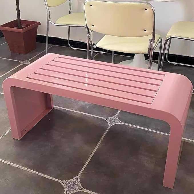 Steel Frame Backless Outdoor Bench,Garden Porch Park Patio Bench,Outdoor Benches Seat for Outside,Metal Patio Seating for Garden,Porch,Park,Entryway(White)