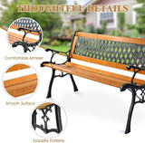 S AFSTAR Garden Bench, Pine Park Bench Porch Bench with Diamond Weaving Backrest, 470 LBS Bearing Capacity - Photo 6