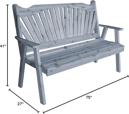 Furniture Barn USA Pine 6' Fanback Garden Bench, Gray Stain