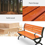 Garden Bench, Outdoor Metal Bench, Bench Park with Armrests and Backrests, Wooden Bench Patio for Garden, Porch, Yard - Photo 6